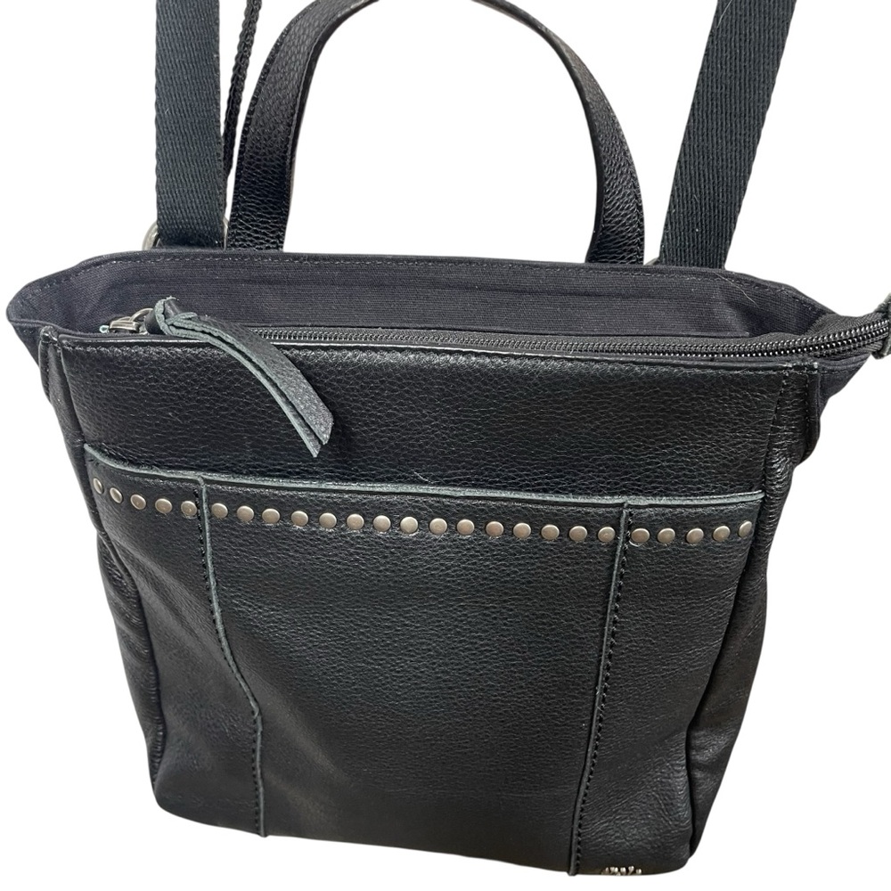 The Sak Black Crossbody Backpack Bag Purse Leather Black Convertible Studded - Picture 3 of 13